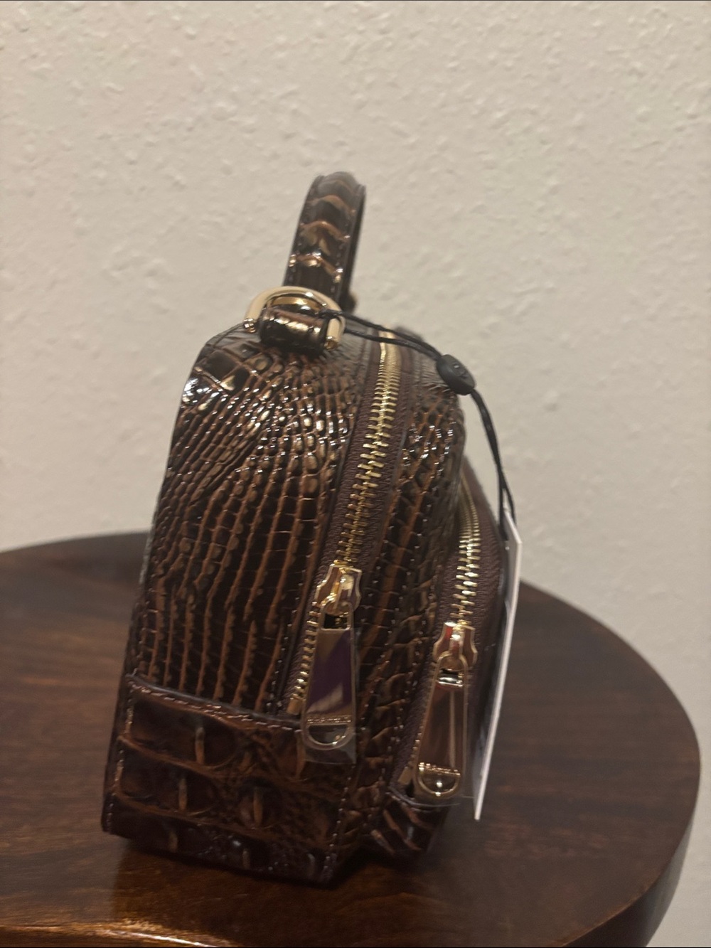 Brahmin Bronze Croc-Embossed Top-Handle Mini Satchel - Picture 3 of 10